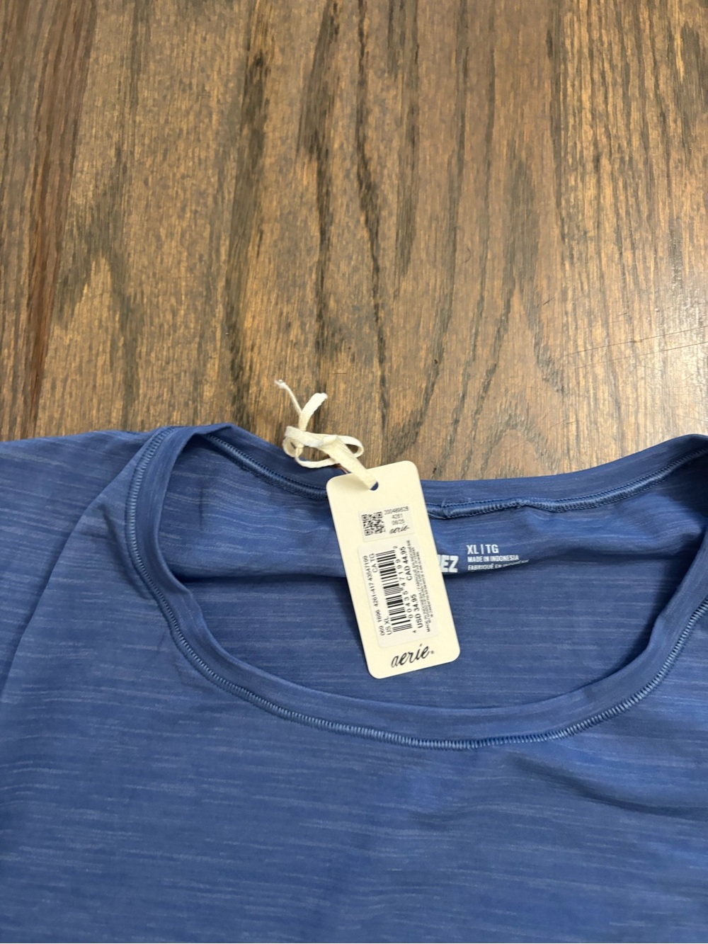 NWT Aerie Women’s Smootheez Athletic Heathered Blue Short-Sleeve Shirt Top - Picture 2 of 2